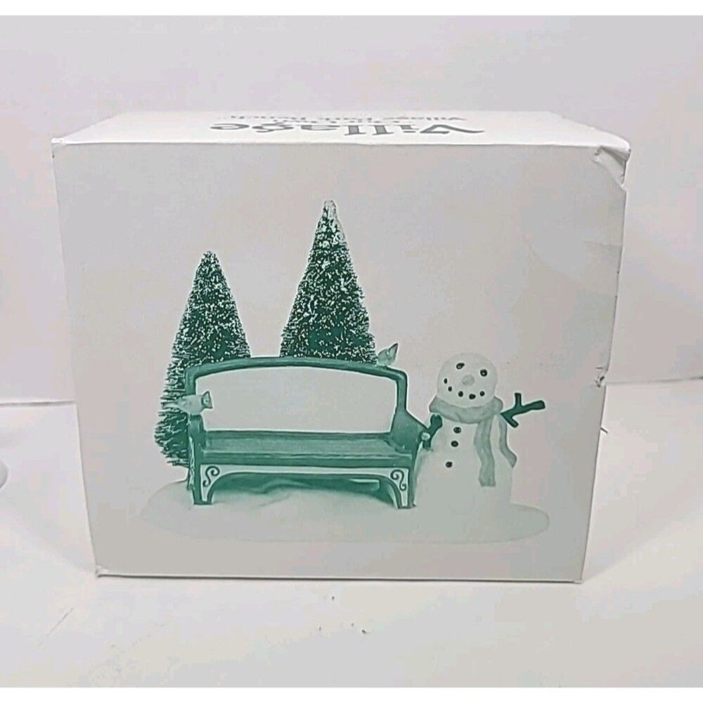 Dept 56 Retired Village Accessories "Our Own Village Park Bench" #2211 - Snowman